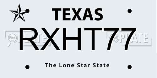 RXHT77 Texas License Plate