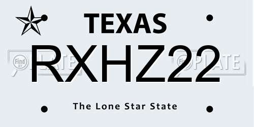 RXHZ22 Texas License Plate