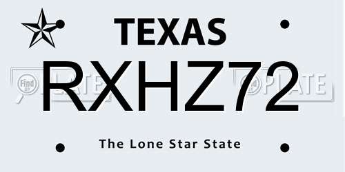 RXHZ72 Texas License Plate
