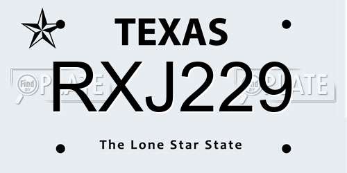 RXJ229 Texas License Plate