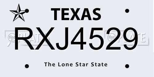 RXJ4529 Texas License Plate