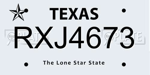 RXJ4673 Texas License Plate