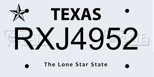 RXJ4952 Texas License Plate