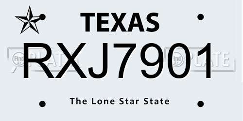 RXJ7901 Texas License Plate