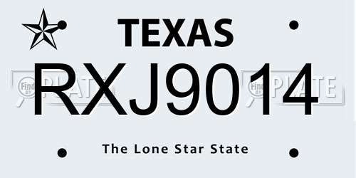 RXJ9014 Texas License Plate