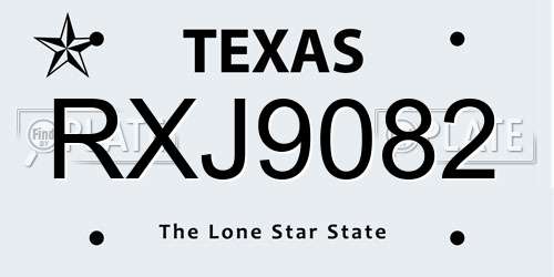 RXJ9082 Texas License Plate