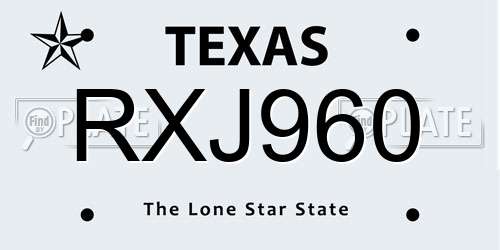 RXJ960 Texas License Plate