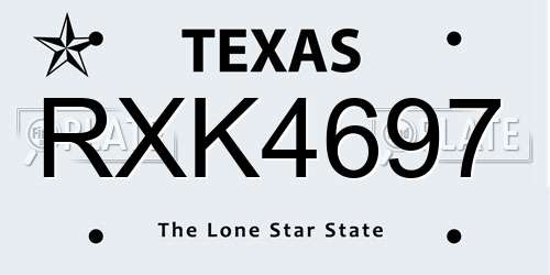 RXK4697 Texas License Plate