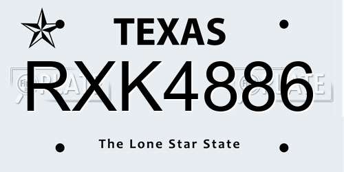 RXK4886 Texas License Plate