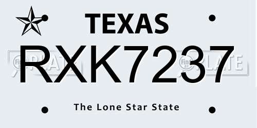 RXK7237 Texas License Plate