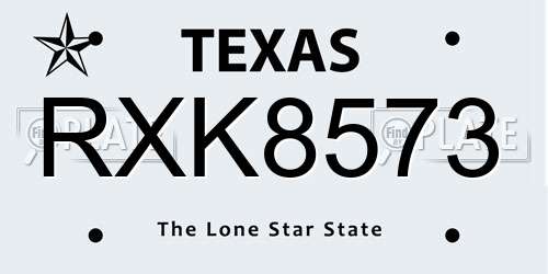 RXK8573 Texas License Plate