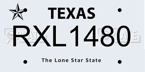 RXL1480 Texas License Plate