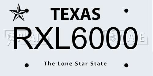 RXL6000 Texas License Plate