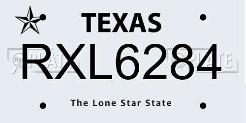 RXL6284 Texas License Plate