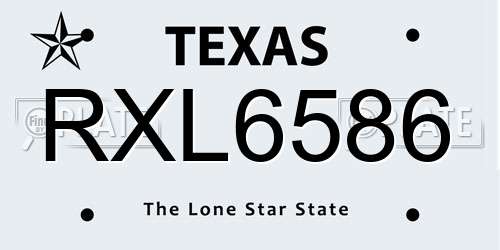 RXL6586 Texas License Plate