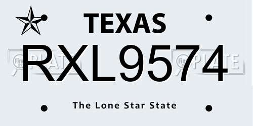 RXL9574 Texas License Plate
