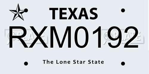 RXM0192 Texas License Plate