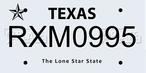 RXM0995 Texas License Plate