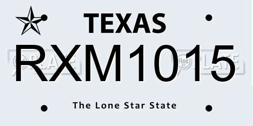 RXM1015 Texas License Plate