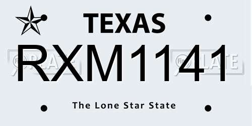 RXM1141 Texas License Plate