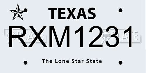 RXM1231 Texas License Plate