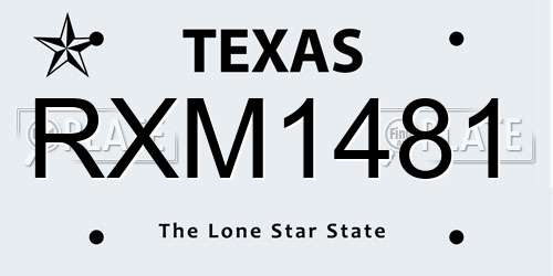 RXM1481 Texas License Plate