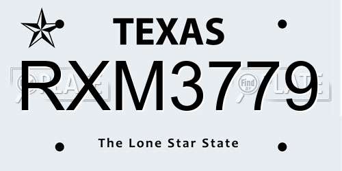 RXM3779 Texas License Plate
