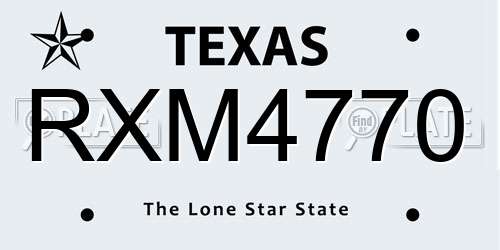 RXM4770 Texas License Plate