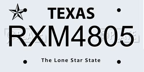 RXM4805 Texas License Plate