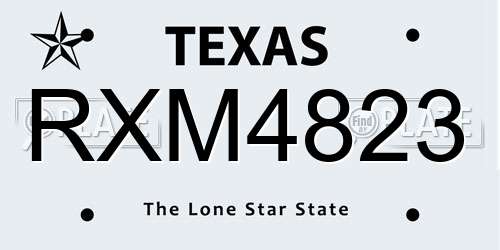 RXM4823 Texas License Plate