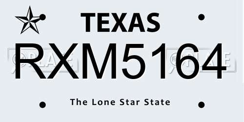 RXM5164 Texas License Plate