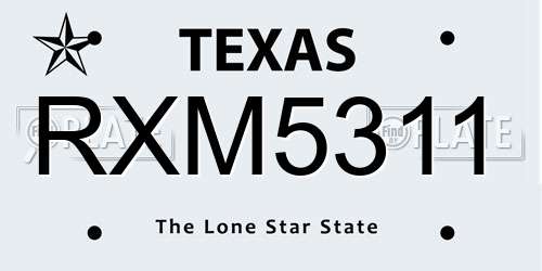RXM5311 Texas License Plate