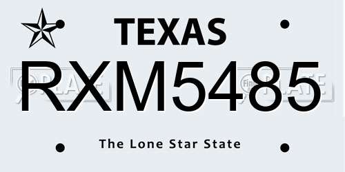 RXM5485 Texas License Plate