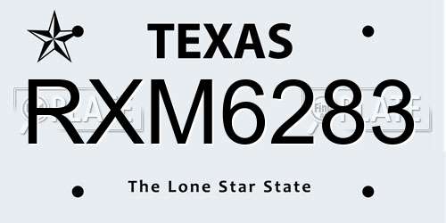 RXM6283 Texas License Plate