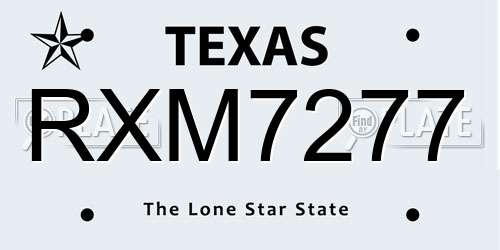 RXM7277 Texas License Plate