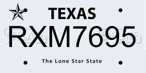 RXM7695 Texas License Plate