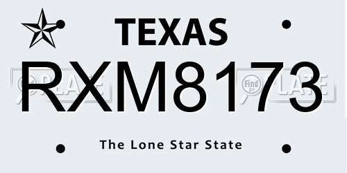 RXM8173 Texas License Plate