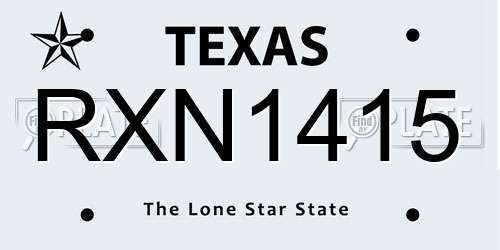 RXN1415 Texas License Plate