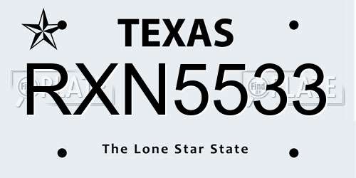 RXN5533 Texas License Plate