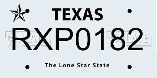 RXP0182 Texas License Plate