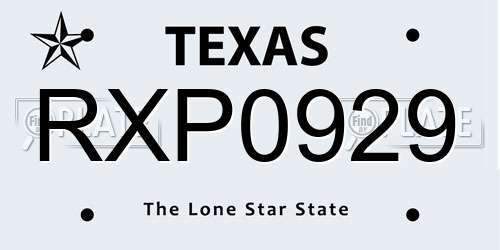 RXP0929 Texas License Plate