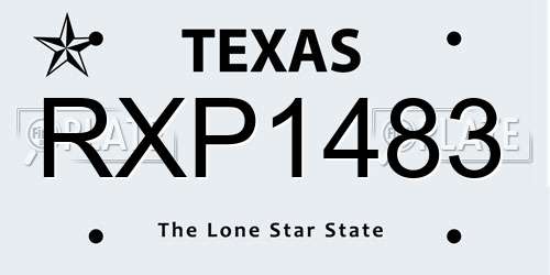 RXP1483 Texas License Plate