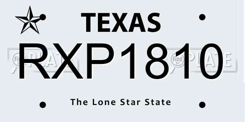RXP1810 Texas License Plate