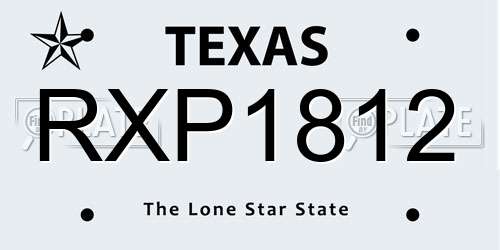 RXP1812 Texas License Plate