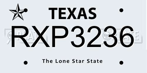 RXP3236 Texas License Plate