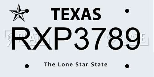 RXP3789 Texas License Plate