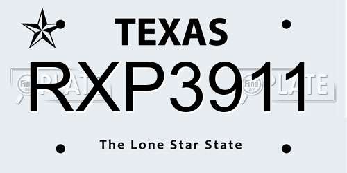 RXP3911 Texas License Plate