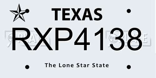 RXP4138 Texas License Plate