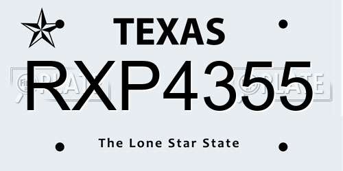 RXP4355 Texas License Plate