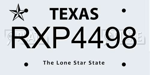 RXP4498 Texas License Plate
